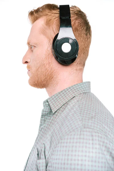 Man listening music with headphones — Stock Photo