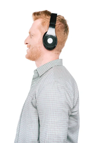 Man listening music with headphones — Stock Photo