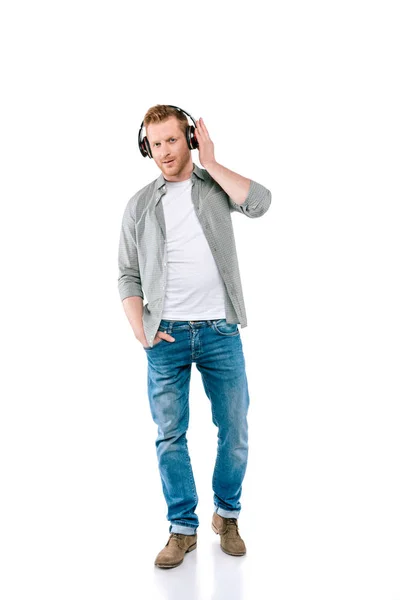 Man listening music with headphones — Stock Photo