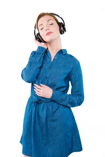 Girl listening music — Stock Photo
