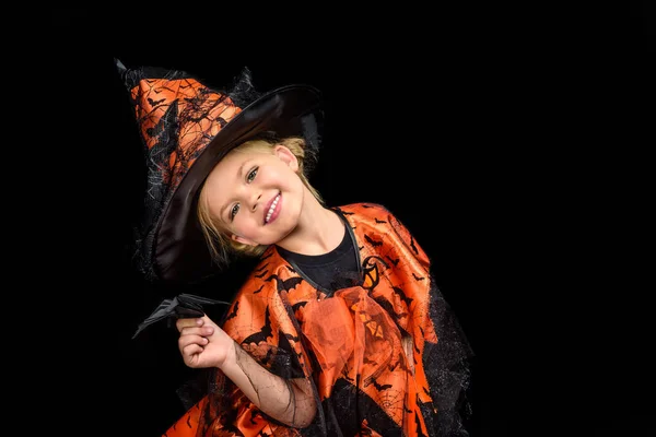 Child in halloween costume of witch — Stock Photo