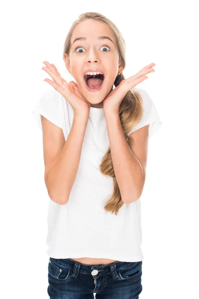 Sorprendido adolescente mujer - foto de stock