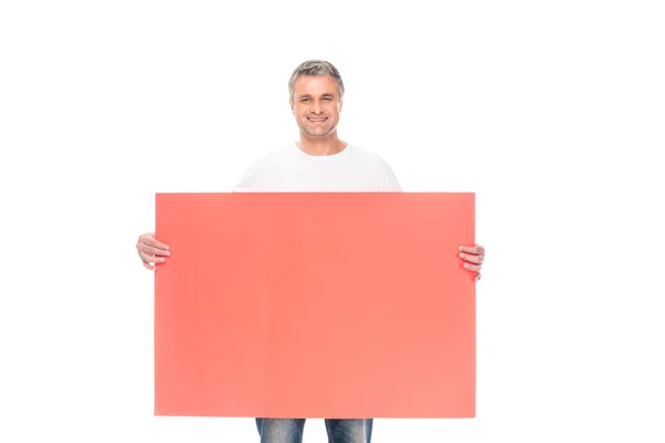 Man with empty board — Stock Photo