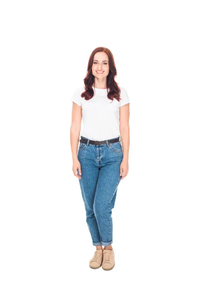 Smiling girl in jeans — Stock Photo