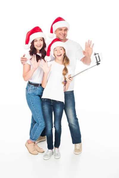 Familia tomando selfie en Navidad - foto de stock