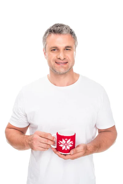 Homme heureux avec du café — Photo de stock
