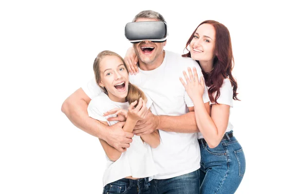 Family using vr headset — Stock Photo