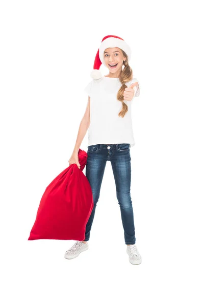 Teen Santa showing thumb up — Stock Photo