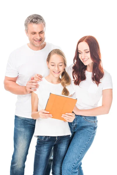 Familie nutzt digitales Tablet — Stockfoto