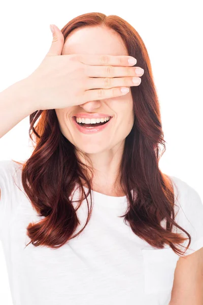 Mujer cerrando ojos - foto de stock