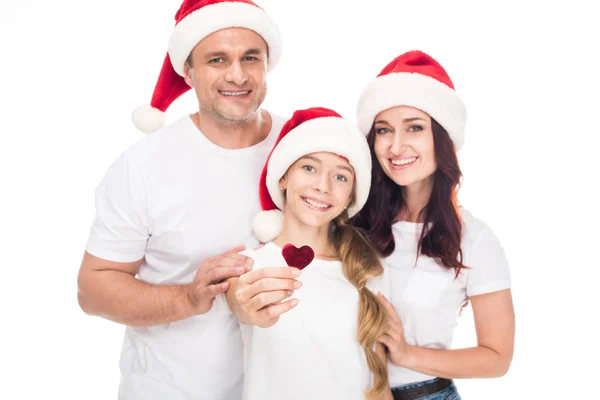 Family in Santa hats — Stock Photo