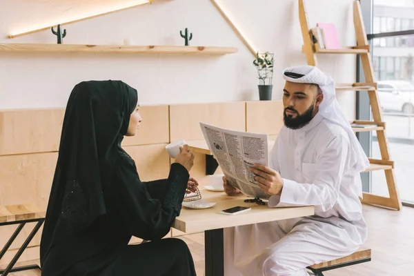 Couple spending time together in cafe — Stock Photo