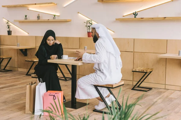 Couple spending time together in cafe — Stock Photo