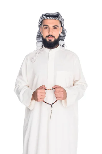 Homme musulman avec des perles de prière — Photo de stock