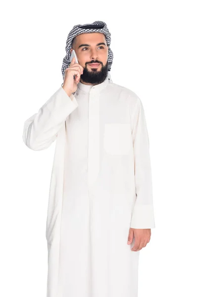 Muslim man talking by phone — Stock Photo