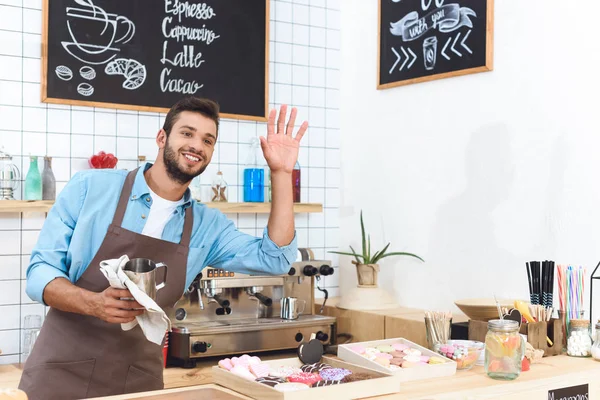 Barista cleaning utensil — Stock Photo