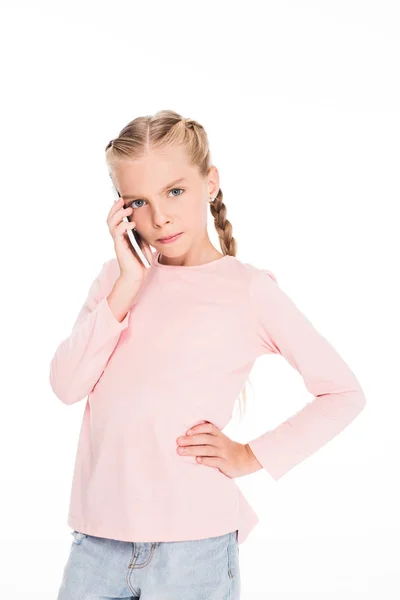 Child talking on smartphone — Stock Photo