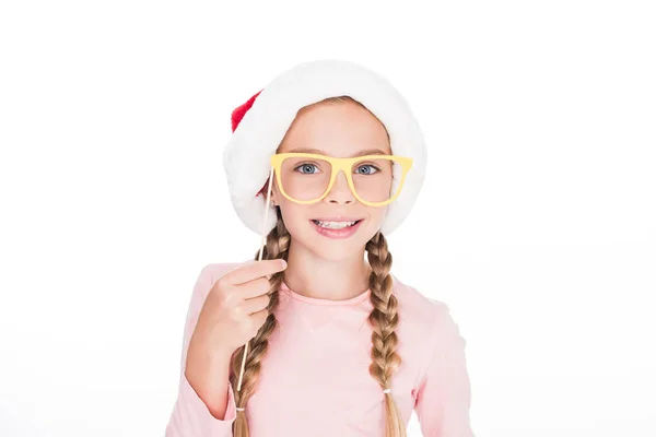 Ребенок в санта-шляпе на голове — Stock Photo