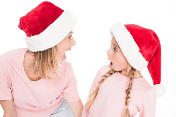 Surprised mother and daughter on christmas — Stock Photo