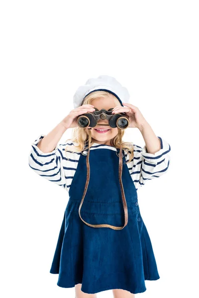 Child holding binoculars — Stock Photo