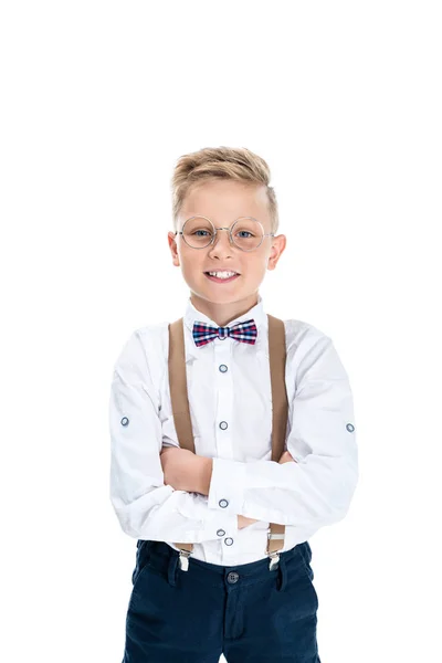 Niño con estilo en gafas graduadas - foto de stock