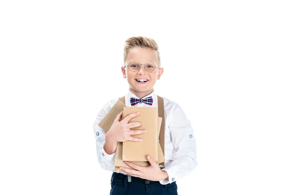 Menino segurando livros — Fotografia de Stock