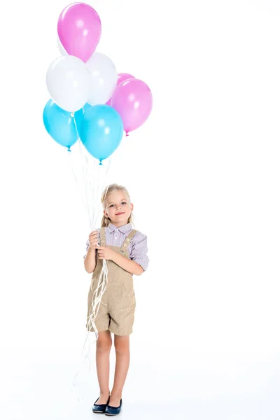Niño con globos de colores - foto de stock