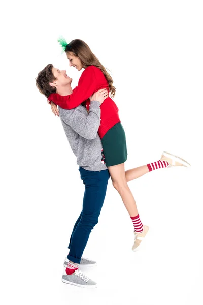 Man holding girlfriend — Stock Photo