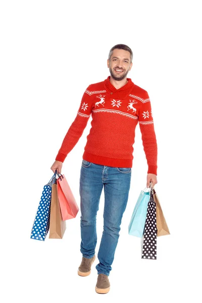 Hombre con bolsas de compras - foto de stock