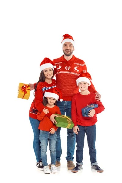 Famille avec cadeaux de Noël — Photo de stock