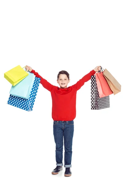 Ragazzo con shopping bags — Foto stock