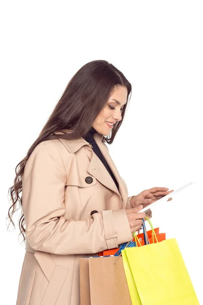 Frau mit digitalem Tablet — Stockfoto