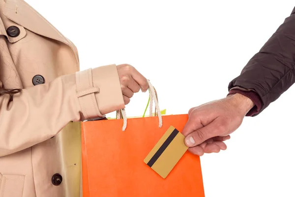 Sacos de compras e cartão de crédito — Fotografia de Stock