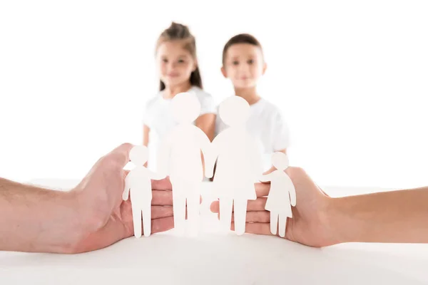 Paper family in hands — Stock Photo