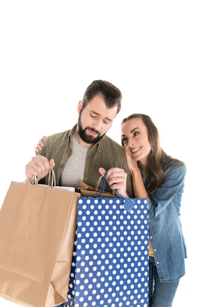 Casal com sacos de compras — Fotografia de Stock