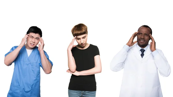 Multicultural people having headache — Stock Photo
