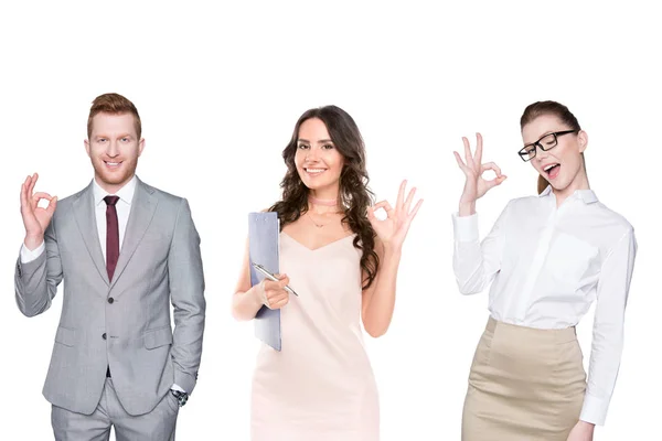 Smiling people showing ok sign — Stock Photo