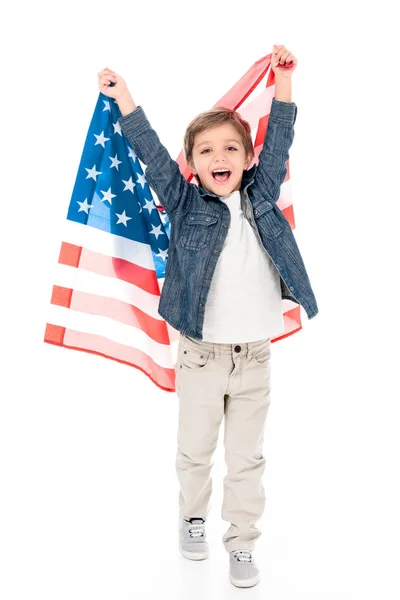 Niño pequeño con bandera de EE.UU. - foto de stock