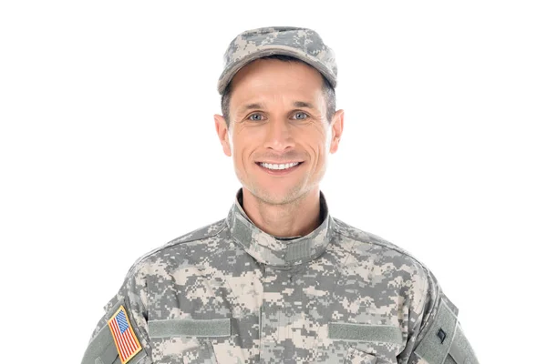 Smiling american soldier — Stock Photo