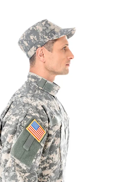 Soldado en uniforme militar - foto de stock