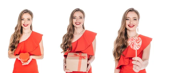 Les femmes avec des cadeaux de Saint-Valentin — Photo de stock