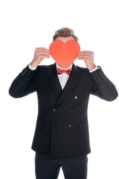 Homme élégant avec symbole de coeur — Photo de stock