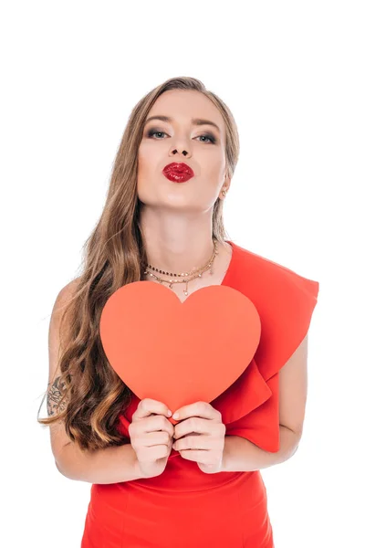 Elegantes Mädchen mit Herz-Symbol — Stockfoto