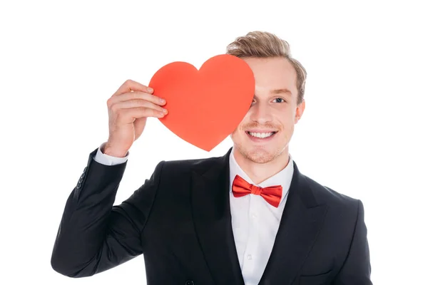 Homme élégant avec symbole de coeur — Photo de stock