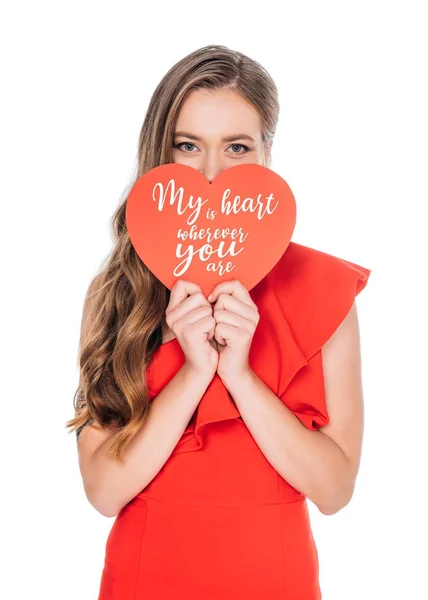 Fille élégante avec symbole de coeur — Photo de stock