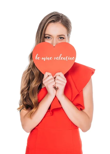 Elegant girl with heart symbol — Stock Photo