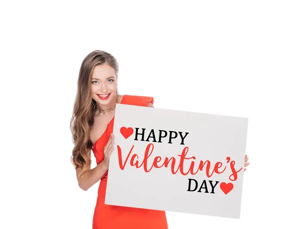 Young woman with blank banner — Stock Photo