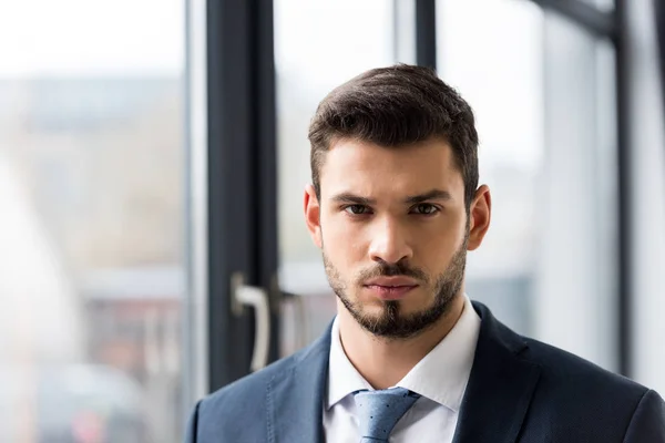 Portrait of handsome young businessman in formal wear looking at camera — Stock Photo