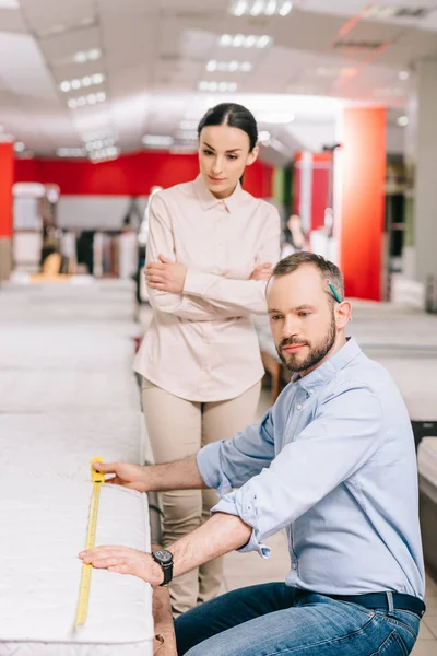 Measuring mattress — Stock Photo