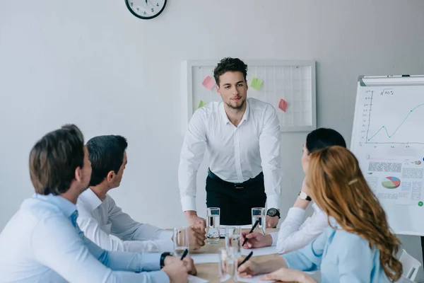 Group of business coworkers having business training at workplace in office — Stock Photo